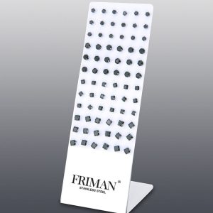 36-par Örhängen i stål (Runda och Fyrkantiga Svarta Cubic Zirkonia Stenar)