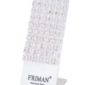 36-Par Stålörhängen (Fyrkantiga Cubic Zirkonia)