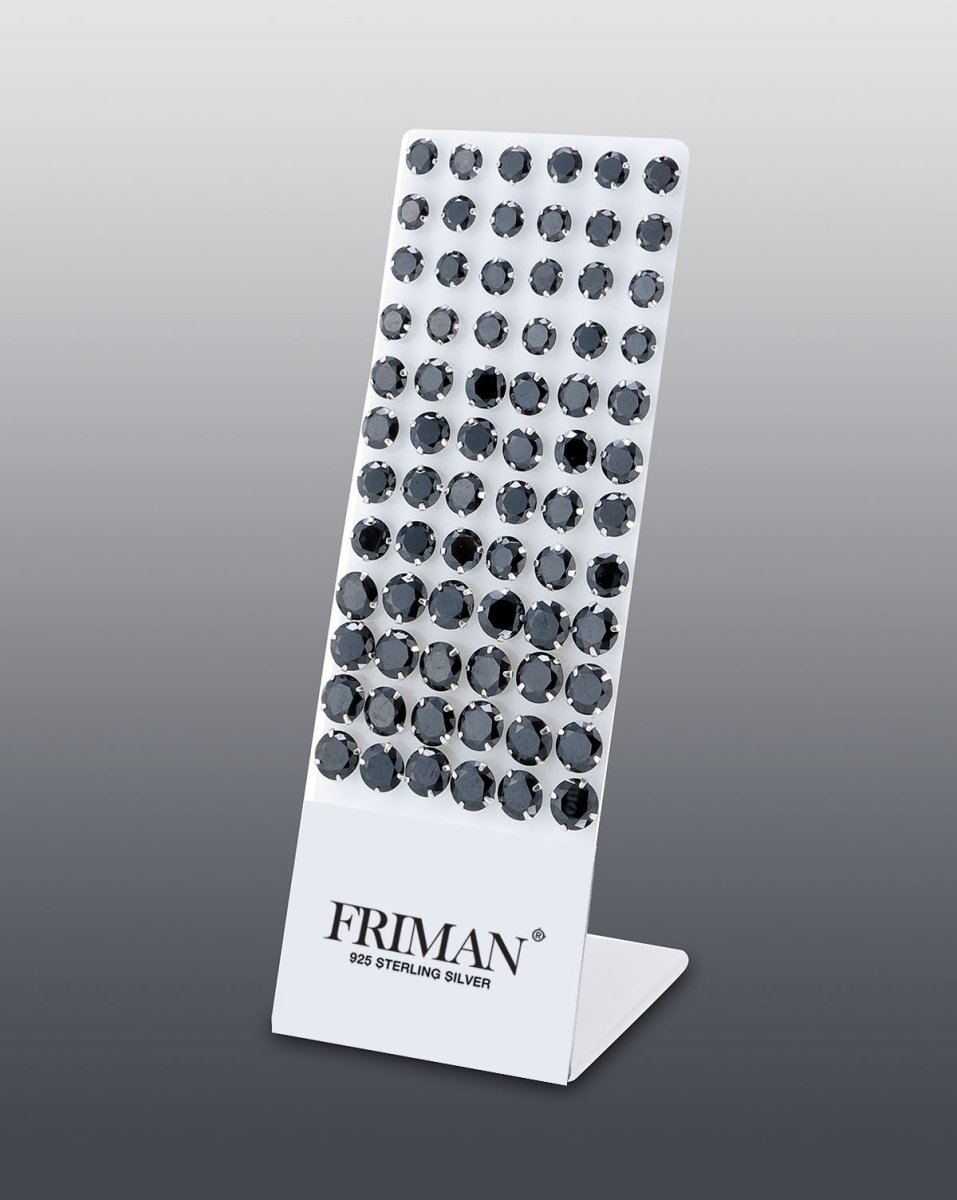 36-Par Örhängen i Silver (Runda Svarta Cubic Zirkonia Stenar) - Bild 2