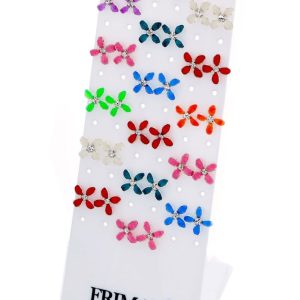 18-Par Örhängen i 925 Sterling Silver (Färgade Blommor)