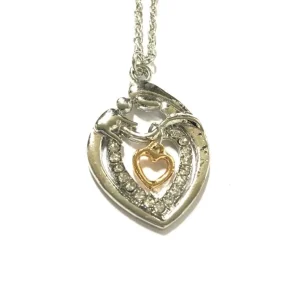 Vackert halsband: Hjärta med strass Silver & Guld