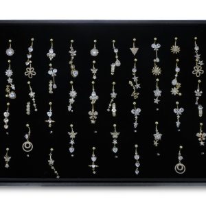 60st Navelsmycken (Vita Cubic Zirkonia Stenar)