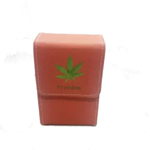 Belt Cigarette case Persika med grönt löv.