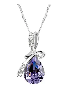 Vackert halsband – silver strass & lila sten