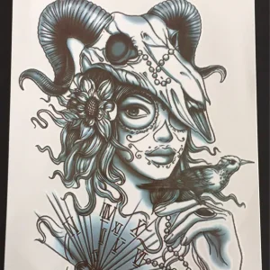 Tillfällig Tatuering 21 x 15cm – goth girl