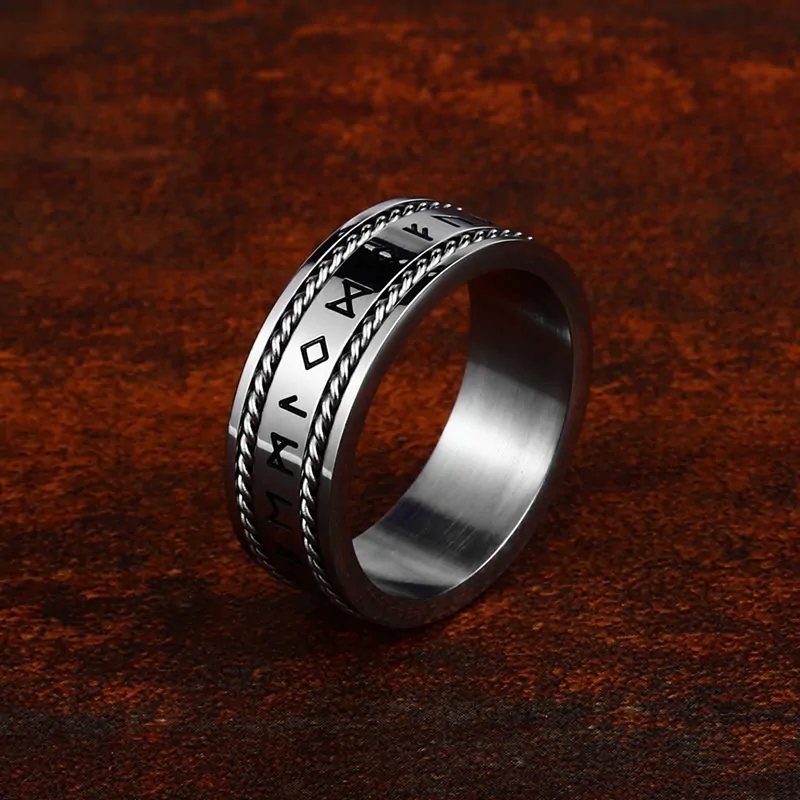 Ring – Nordisk Mytologi – Runor med tvinnad tråd Silver - Bild 2