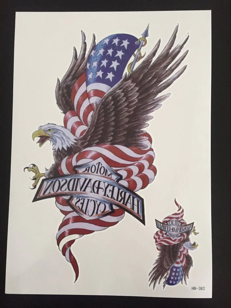 Tillfällig Tatuering 21 x 15cm – american eagle – harley davidsson