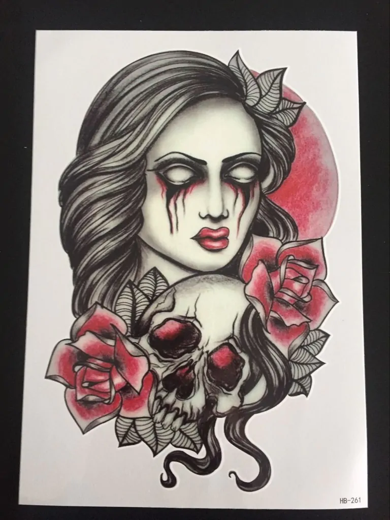 Tillfällig Tatuering 21 x 15cm – zombie girl - Bild 2
