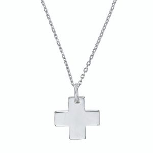 Silverhalsband med Slätt Kors (2-Pack)