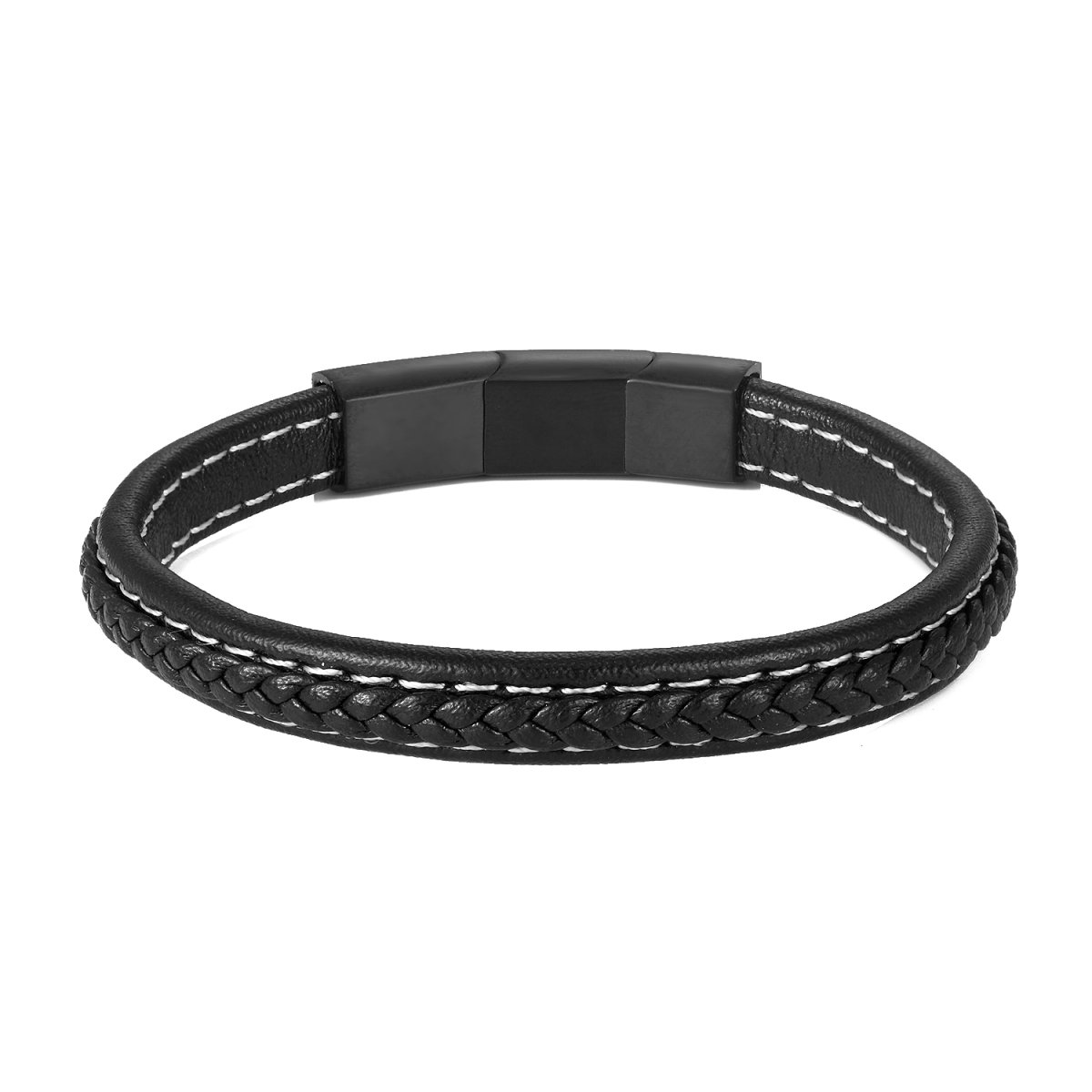 Herrarmband i Skinn och Stål (2-Pack)