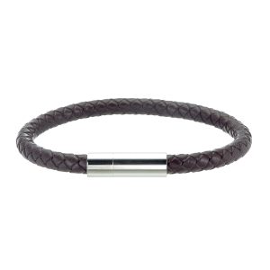 Brunt Herrarmband i Skinn & Stål (2-Pack)