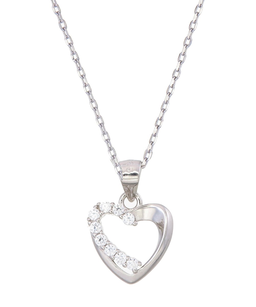 Damhalsband i 925 Sterling Silver (Hjärta Med Cubic Zirkonia Stenar,2-Pack)
