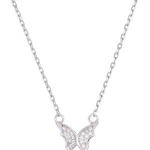 Damhalsband i 925 Sterling Silver (Fjäril Med Cubic Zirkonia Stenar,2-Pack)