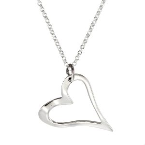 Damhalsband i Silver, Kedja med Hjärta (2-Pack)