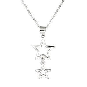 Damhalsband i Silver, Kedja med Dubbelstjärna (2-Pack)
