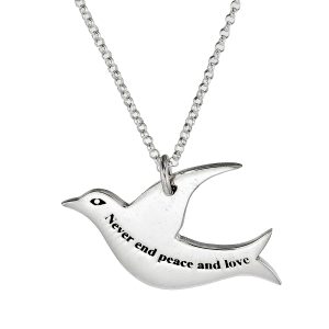 Damhalsband i Silver, Kedja med Fredsduva (2-Pack)