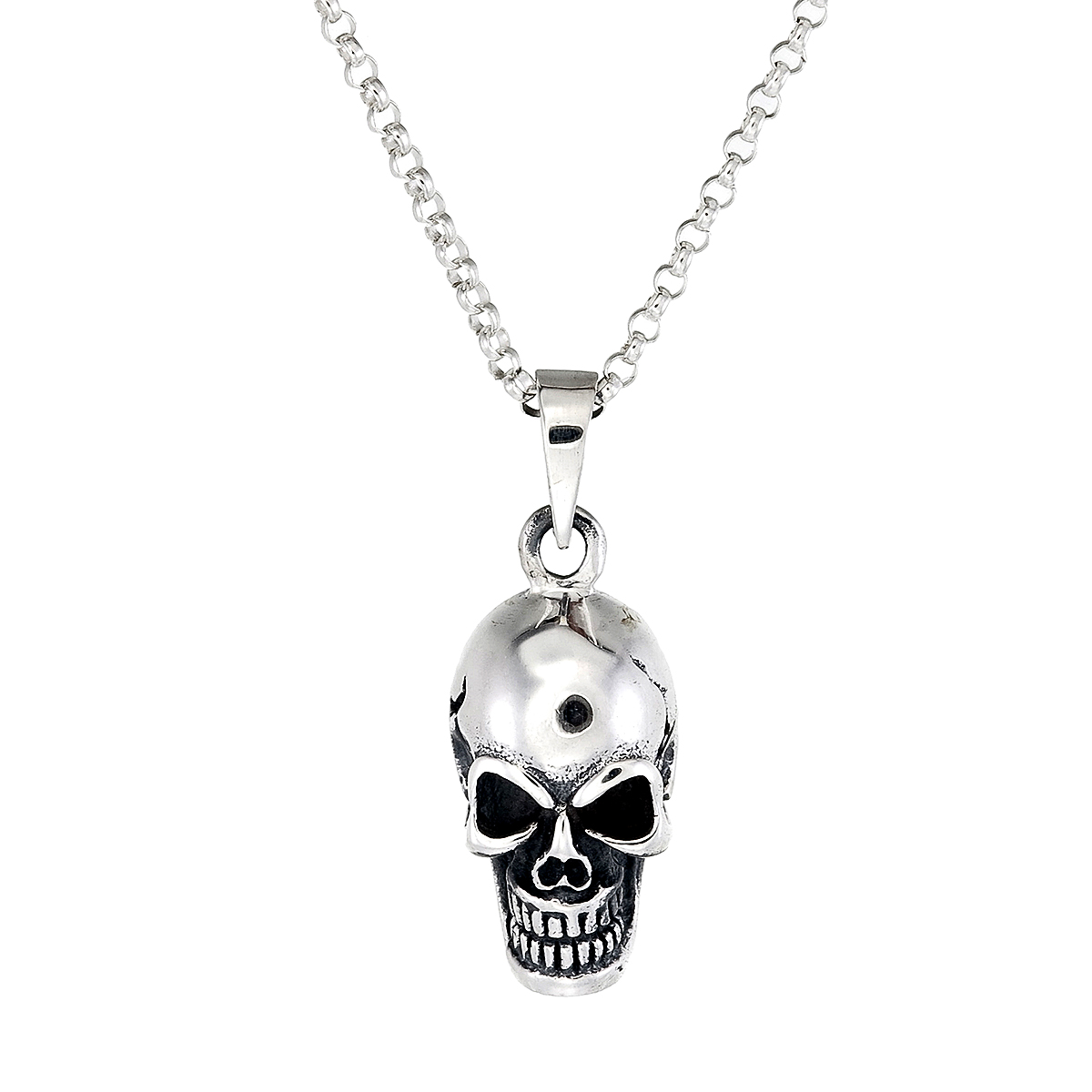 Damhalsband i Silver, Kedja med Döskalle (2-Pack)