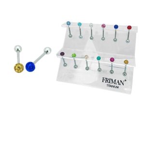 12st Kvalitets Piercing i Titan G23 (Barbell Stav Glitterbollar, Anv. Tunga,Öra)