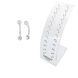 24st Kvalitets Piercing i Titan G23 (Banana Barbell Dubbla Vita Stenar, Anv. Ögonbryn,Öra)