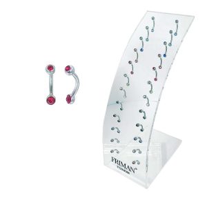 24st Kvalitets Piercing i Titan G23 (Banana Barbell Dubbla Stenar, Anv. Ögonbryn,Öra)
