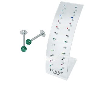 24st Kvalitets Piercing i Titan G23 (Labrett Med Glitterbollar, Anv. Läpp,Öra)