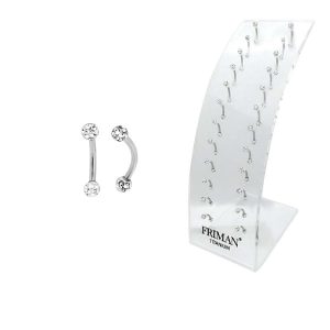 24st Kvalitets Piercing i Titan G23 (Banana Barbell Dubbla Vita Glitterbollar, Anv. Ögonbryn,Öra)