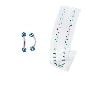 24st Kvalitets Piercing i Titan G23 (Banana Barbell Dubbla Glitterbollar, Anv. Ögonbryn,Öra)