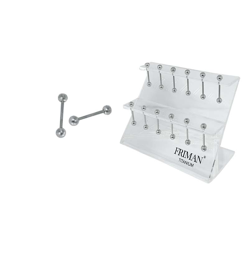 12st Kvalitets Piercing i Titan G23 (Barbell Stav Dubbla Kulor, Anv. Tunga,Öra) - Bild 2