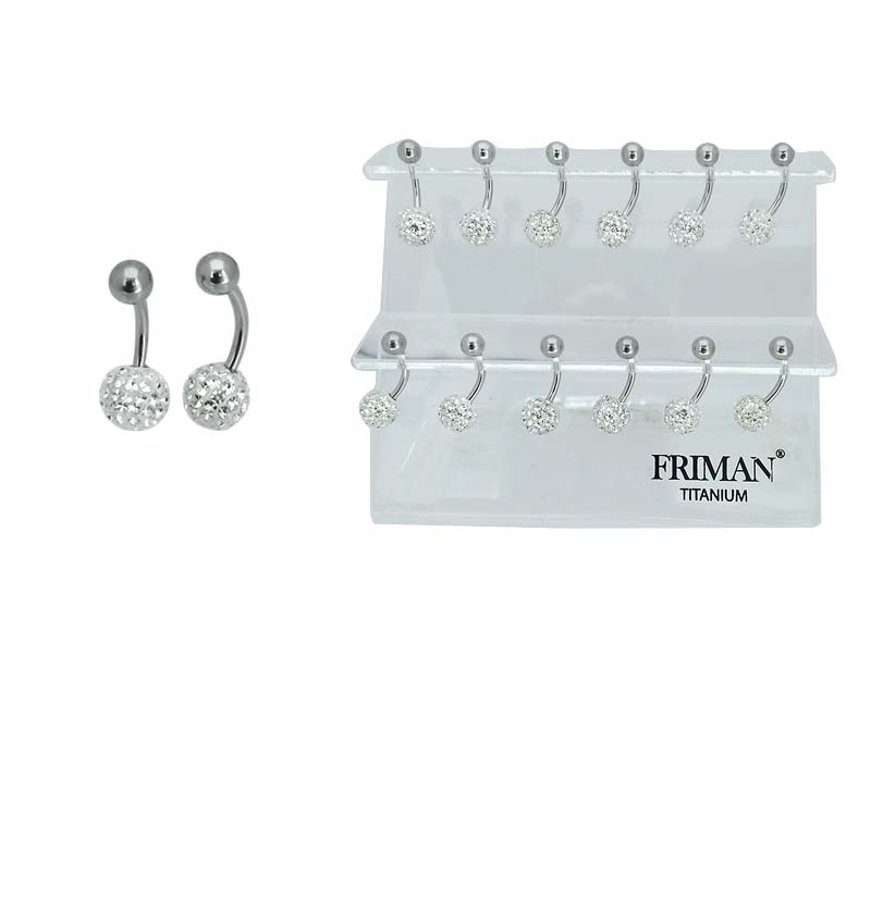 12st Kvalitets Piercing i Titan G23 (Navel Piercing Vita Glitterbollar, Anv. Navel) - Bild 2