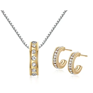 Vackert set matchande örhängen och halsband – ringar guld
