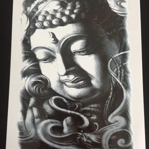 Tillfällig Tatuering 21 x 15cm -Spiritual Black & Grey
