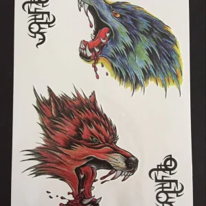 Tillfällig Tatuering 21 x 15cm – arg varg