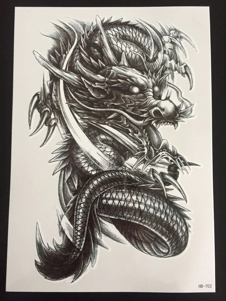 Tillfällig Tatuering 21 x 15cm -Dragon