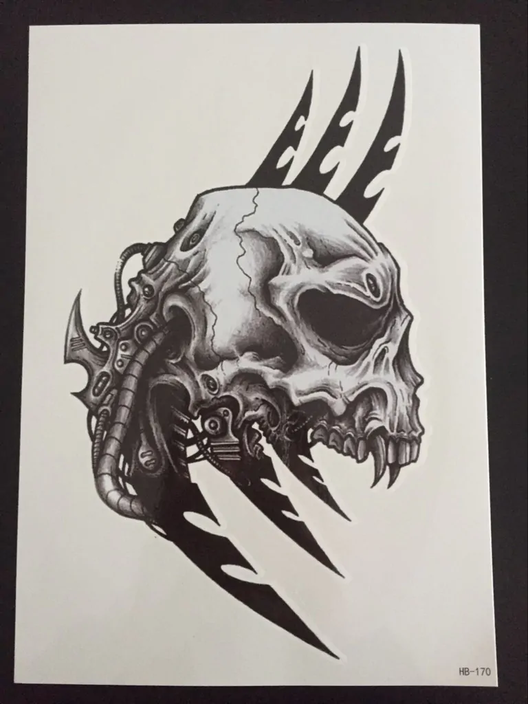 Tillfällig Tatuering 21 x 15cm – alien scull